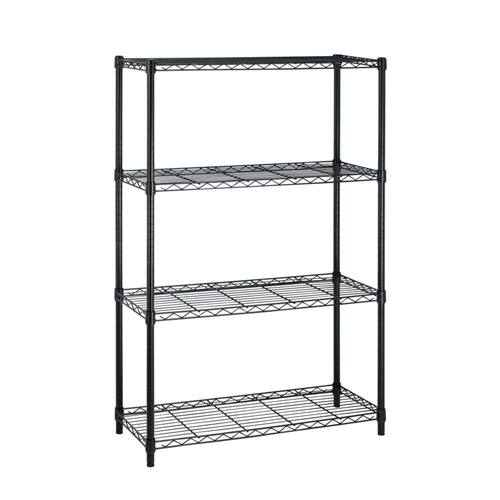 Front. SlickBlue - 4-Shelf Metal Storage Unit with Heavy Duty Steel Design - Black.