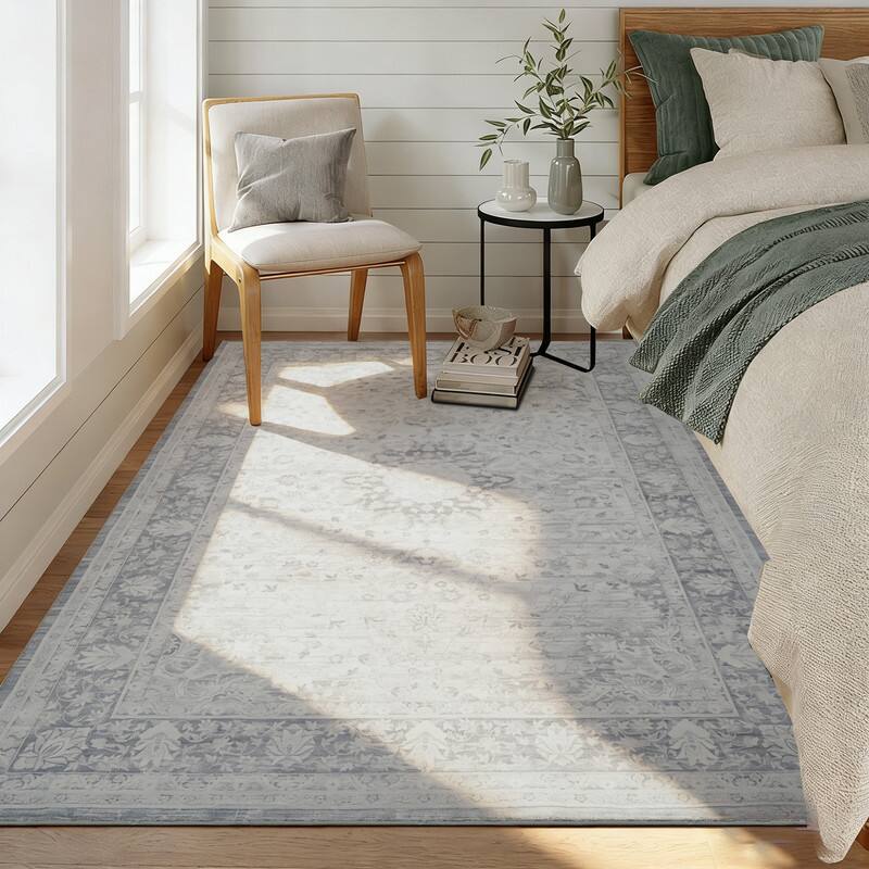 Left. RYHNUYNE - 5x7 Area Rugs Living Room Rug Washable Vintage Boho Rug No Slip Stain Resistant Soft Carpet Indoor Floor Floral Carpets - Painting.