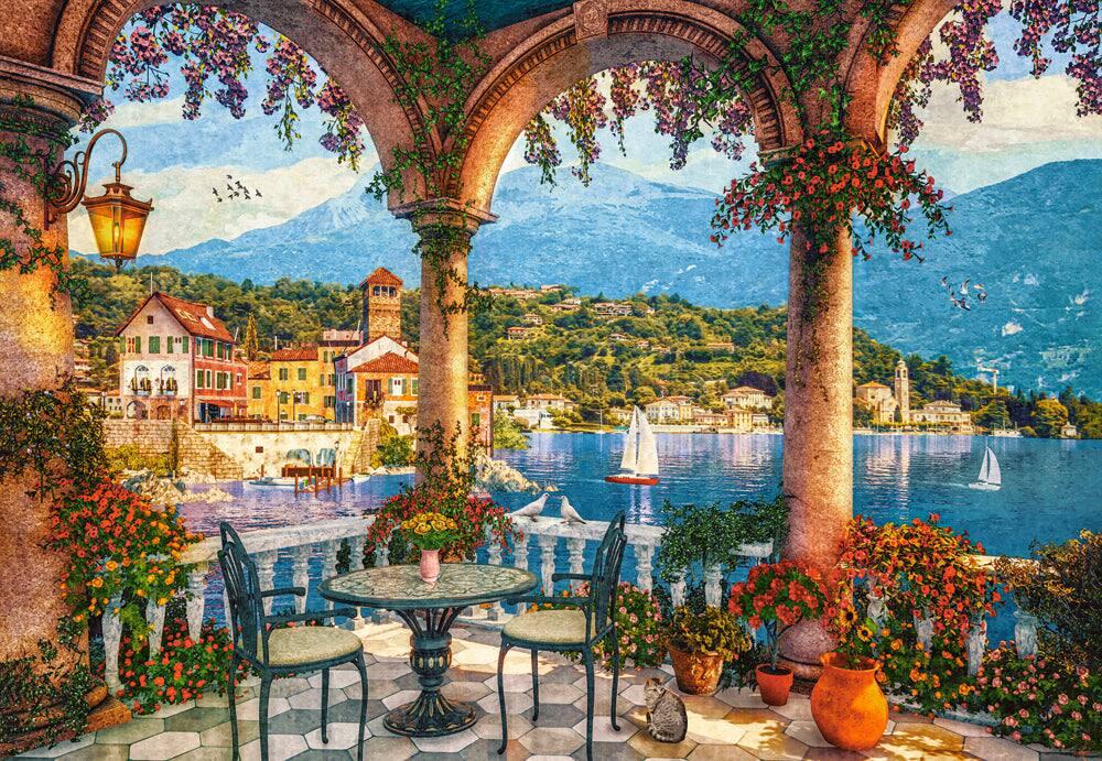 Angle. Castorland - CASTORLAND 1000 Piece Jigsaw Puzzles, Mediterranean Veranda, Italian mountain lake,  Adult Puzzle, C-105120-2 - Red.