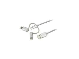 StarTech.com - StarTech LTCUB1MGR 1m Braided USB Multi Charger Cable - USB-C/Micro/Lightning - 1 Pack
