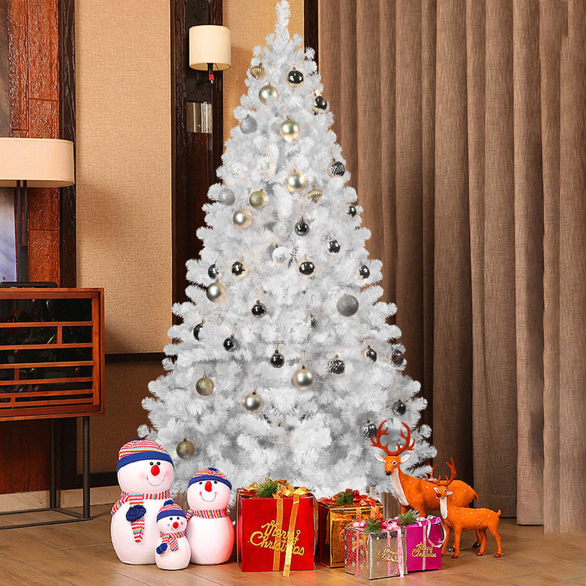 ELEMENT ACE - 5-Foot Artificial Christmas Tree with Memory Wire Branches and Hinged Design for Easy Holiday Decoration - White