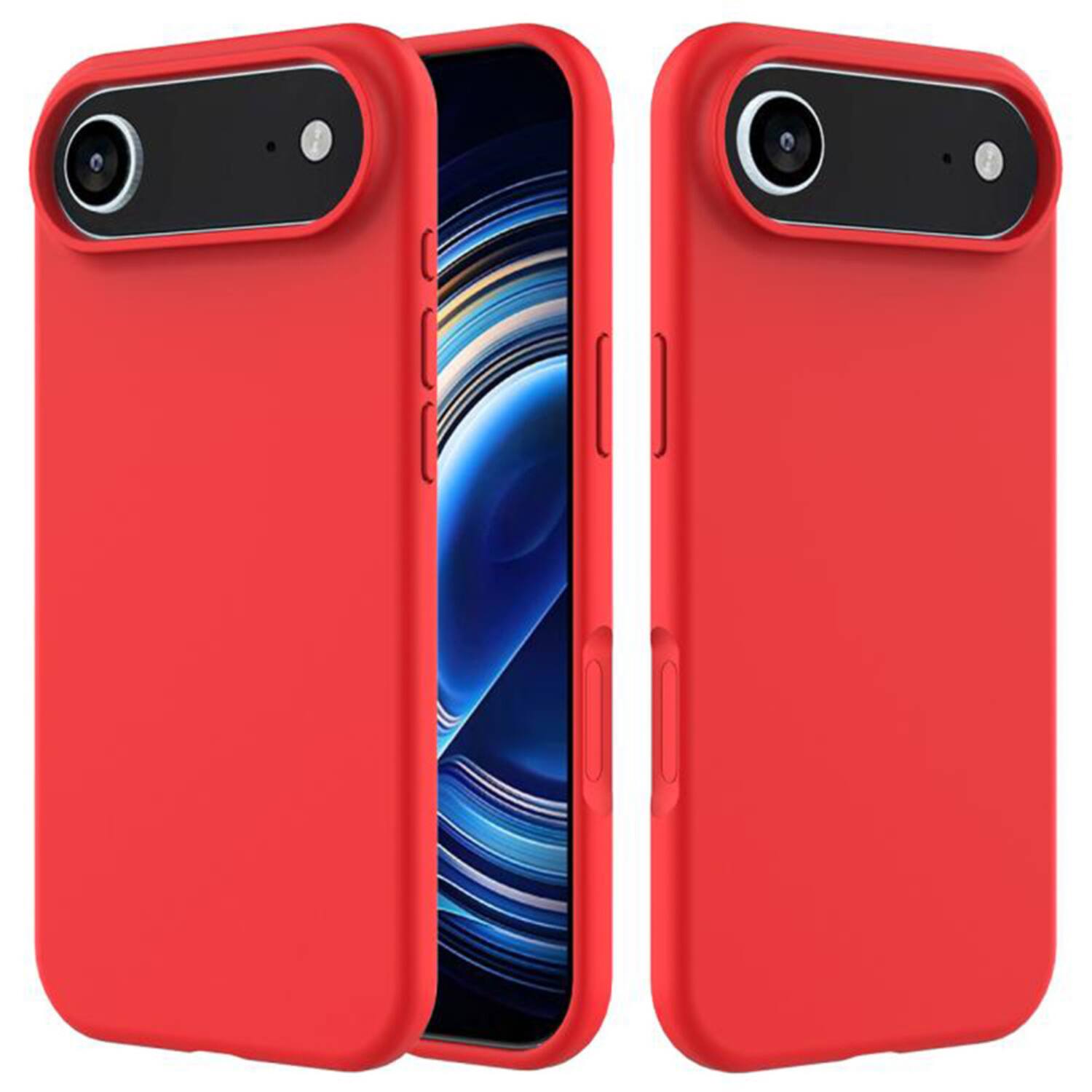 Angle. Home Collection - High Quality Silicone Soft Touch Slim Cover Air Case (6.6-inch) For Apple iphone 17 - Red.