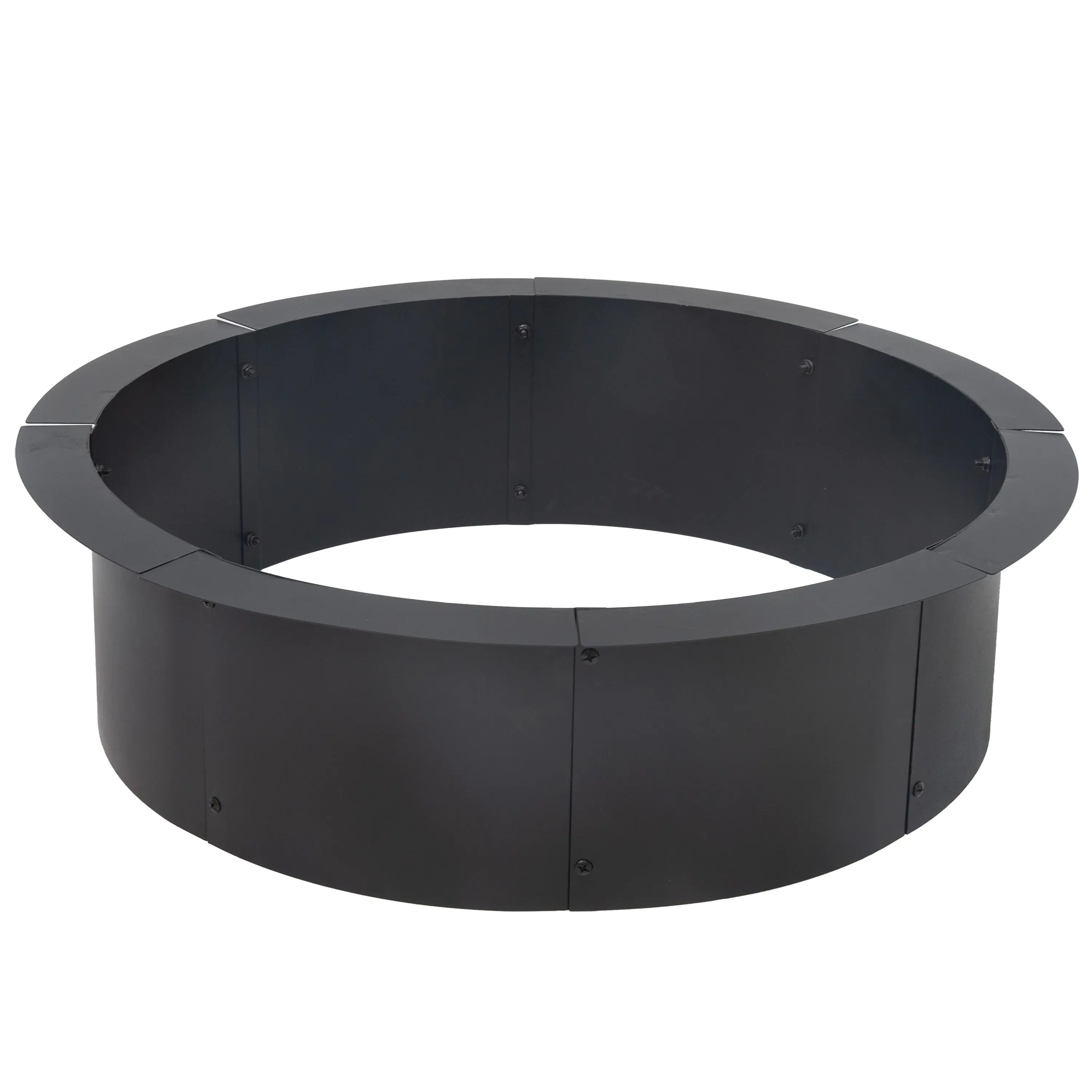 Front. Sunnydaze - Steel Fire Pit Ring Insert, Round, 31" Outer / 27" Inner Dia - Black.