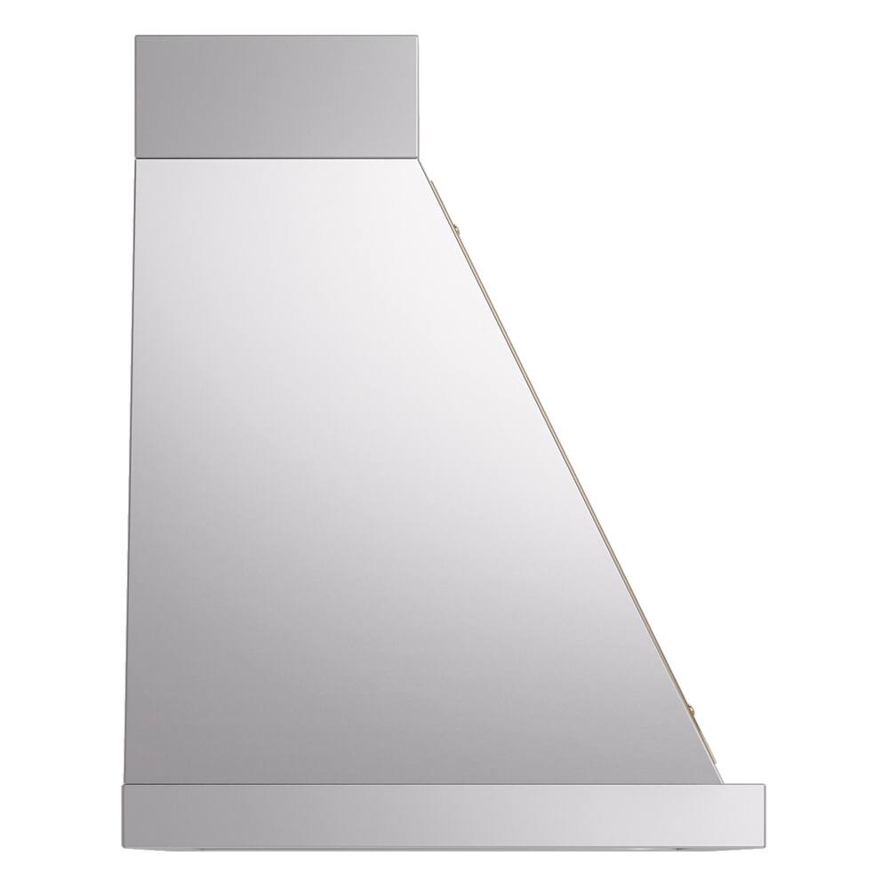 Alt View 3. ILVE - ILVE Nostalgie II Noblesse 36 inch Ducted Wall Mount Range Hood with 600 CFM (Stainless Steel, Brass Trim) - Stainless Steel.
