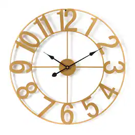 Sorbus - Large Wall Clock for Living Room Decor - Numeral Wall Clock for Kitchen - 16 inch-Battery Operated Analog Clock - Gold