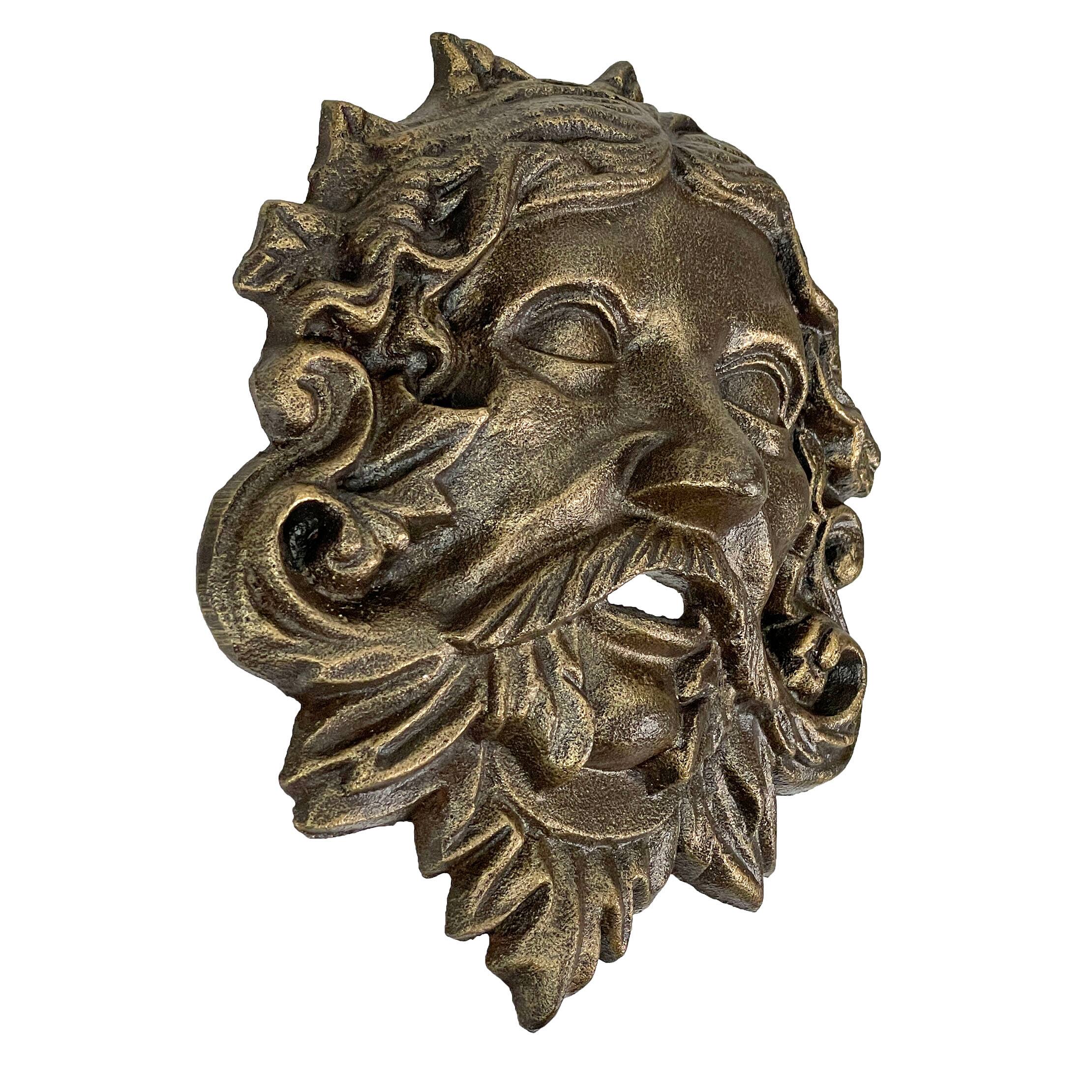 Alt View 1. Zeckos - Cast Iron Green Man Wall Décor - Bronze Finish - 9.75 inches Tall - Easy to Hang - Bronze.