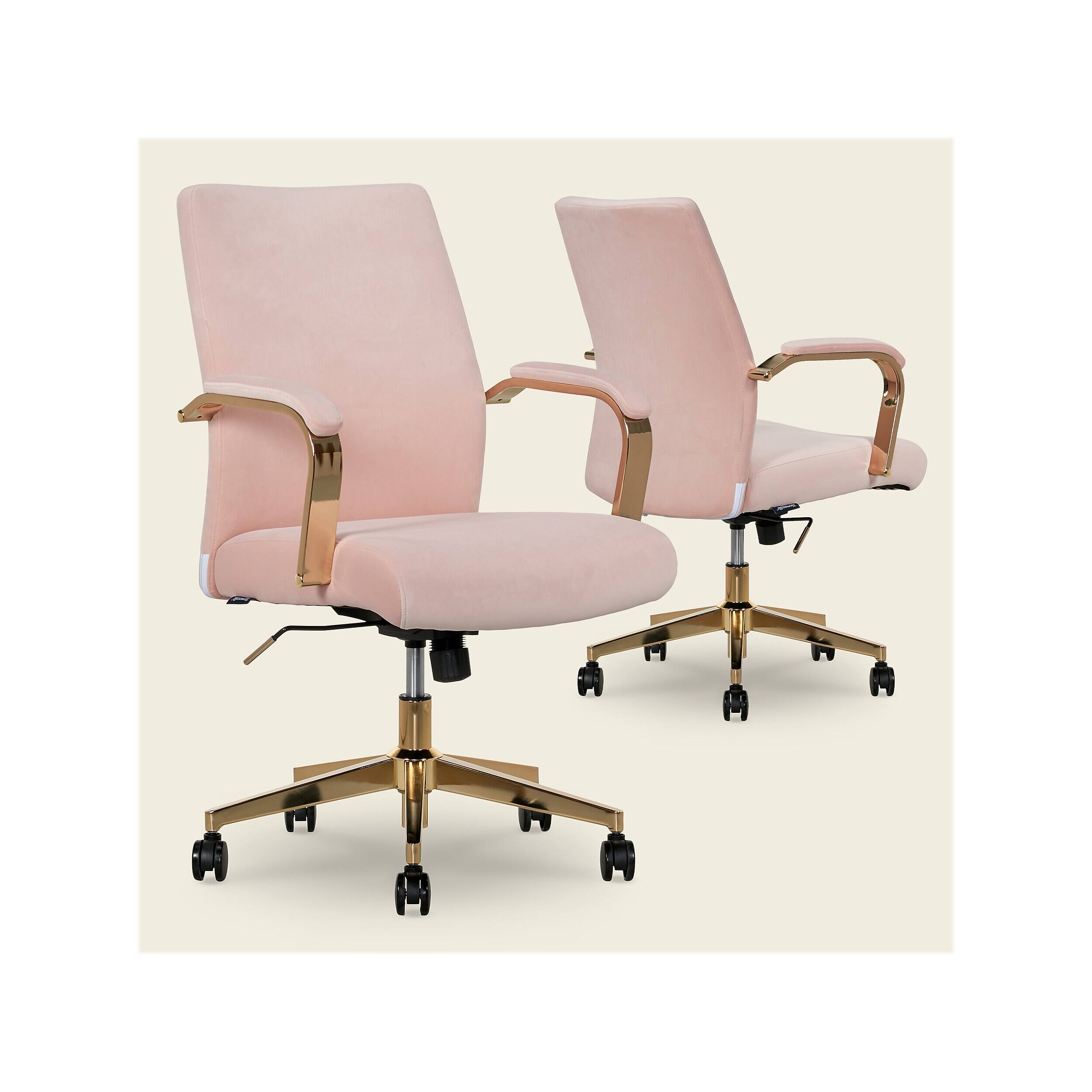 Alt View 1. Thomasville Furniture - Furniture Jolie Ergonomic Fabric Swivel Desk Chair, Blush (60068-BLSH) - Blush.