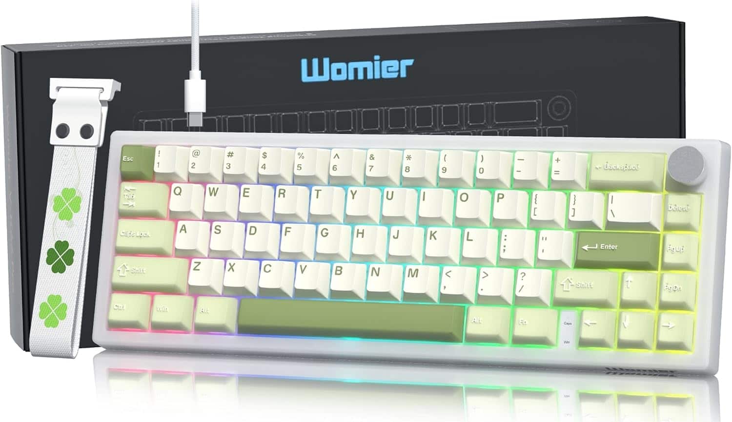 Womier VK66 Pro 65% Wired Gaming Keyboard, QMK/VIA Creamy