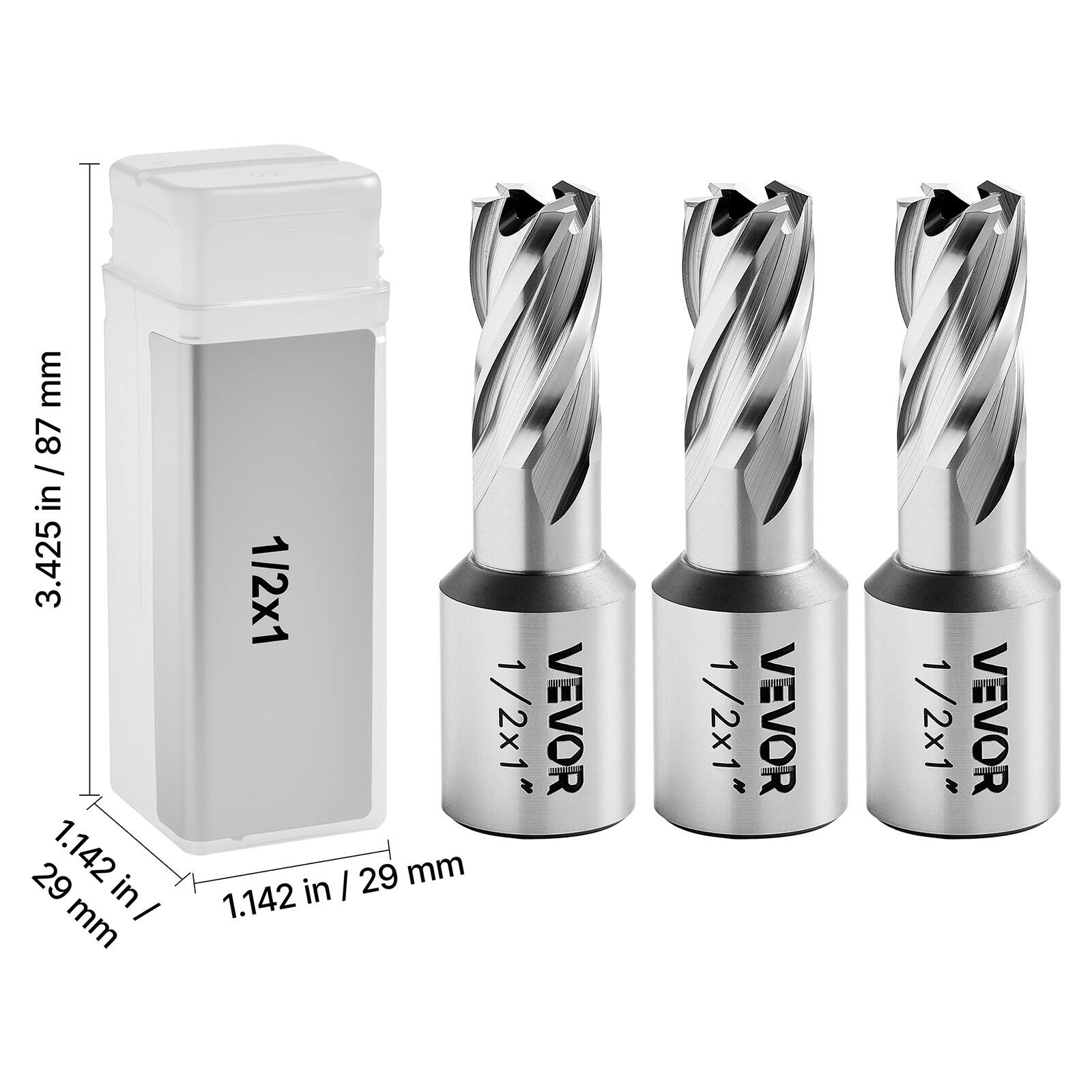 mm 87 / in / 87 in  
3.425 29 1.142 mm  
in / I 1/2x1 1/2x1" VEVOR  
29 mm 1.142 in 1/2x1" VEVOR  
1/2x1" VEVOR