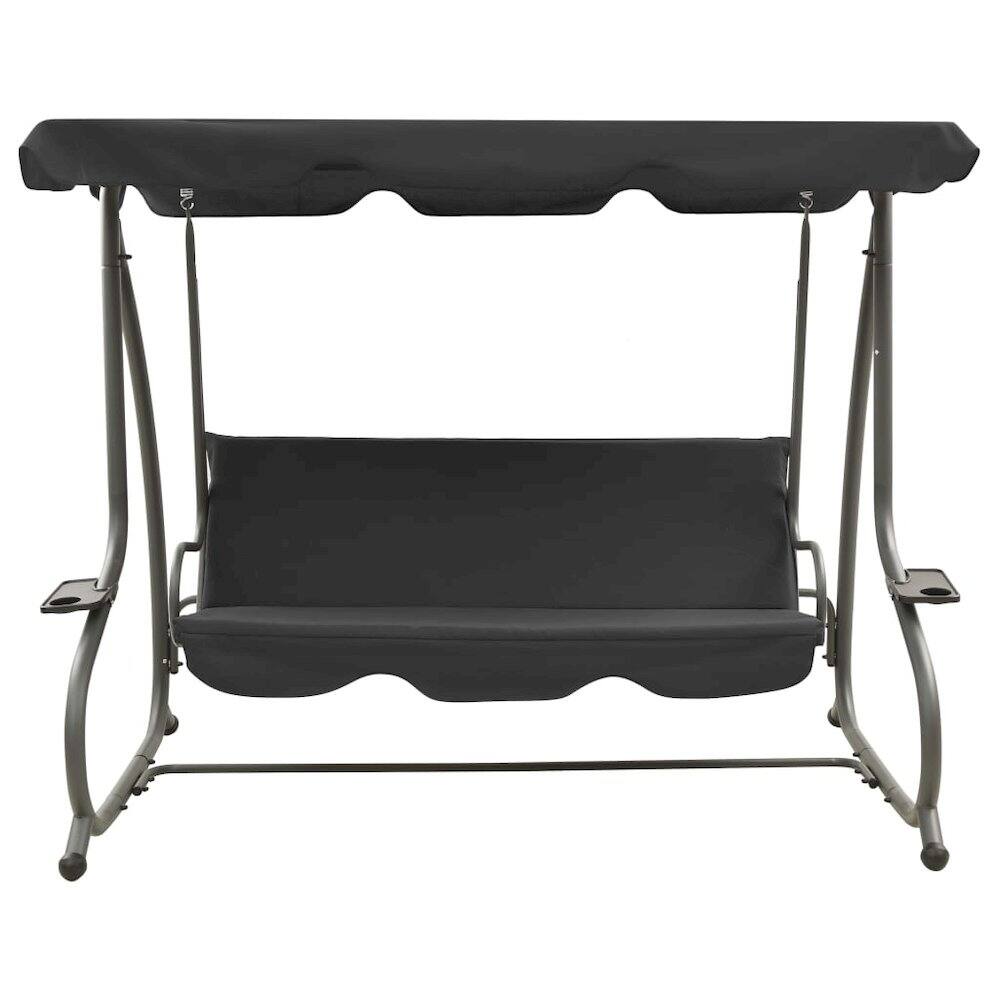 Angle. vidaXL - Swing Bench PVC-coated fabric, powder-coated steel - Anthracite.