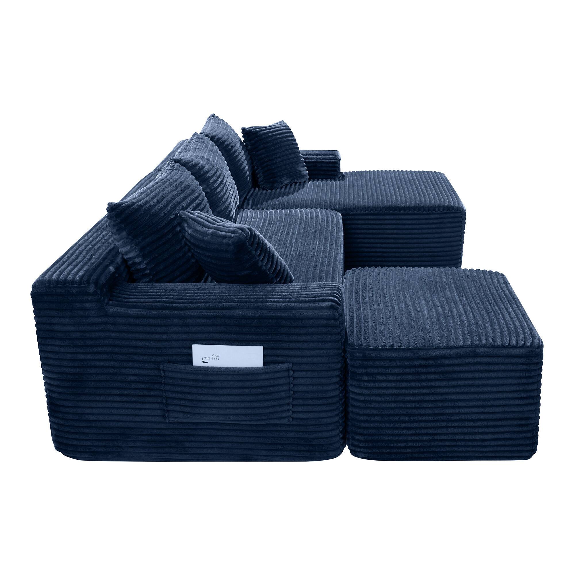 Alt View 5. Boyel Living - 106.3-Inch Corduroy Modular U-Shaped Cloud Sectional Sofa - Blue.