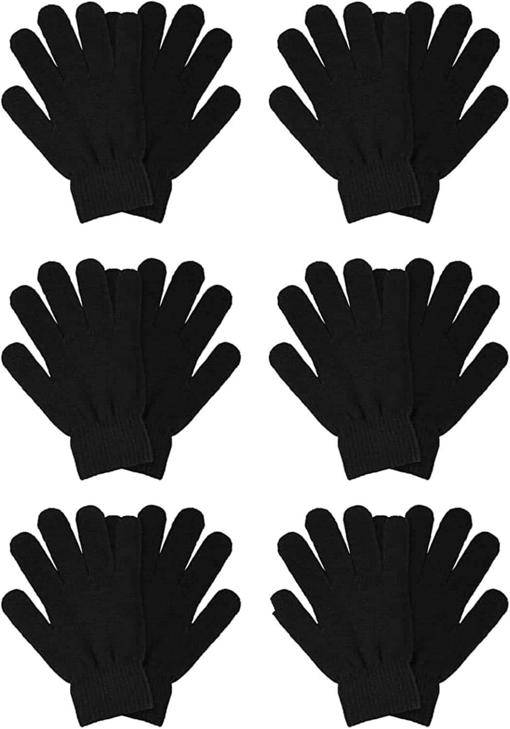 Cozy Serene - 6 Pairs Winter Magic Gloves for Women Men Knit Black Gloves Cold Weather Thermal Warm Stretchy - default