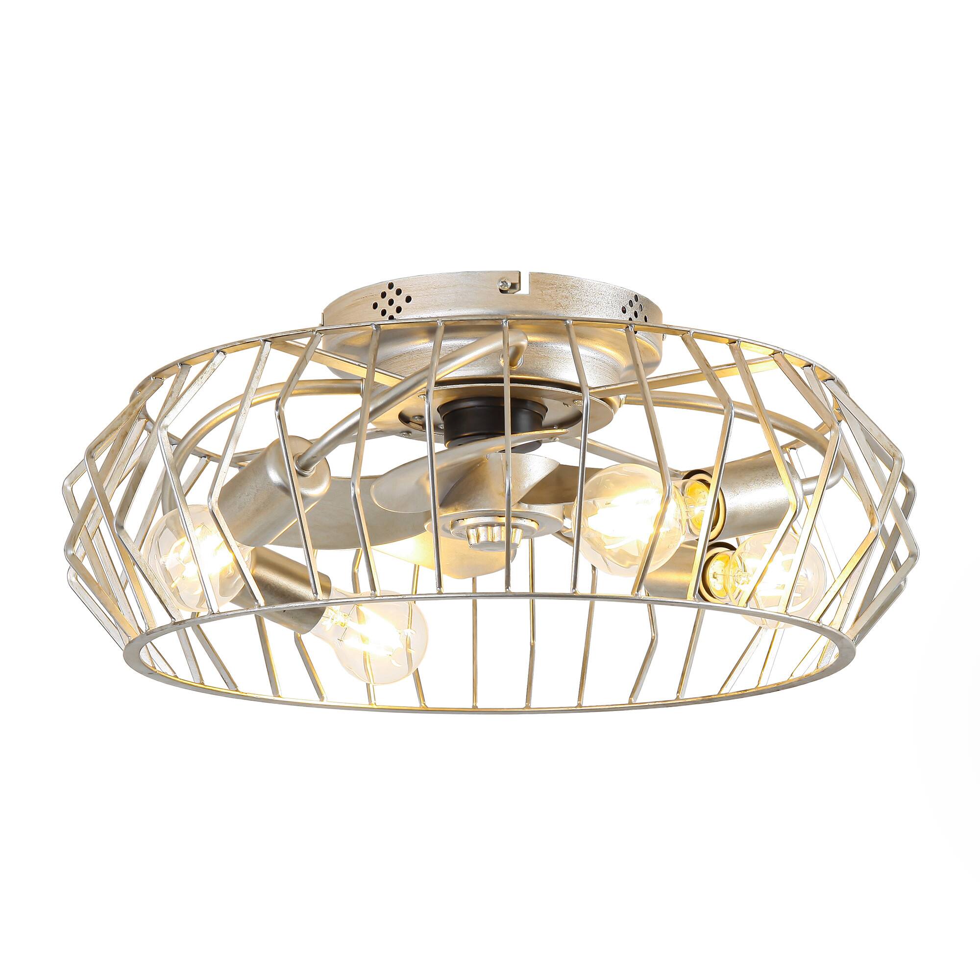 Alt View 2. Parrot Uncle - 19.7 in. Propeller Caged Smart Ceiling Fan with  Remote and APP Control - Antique Silver.