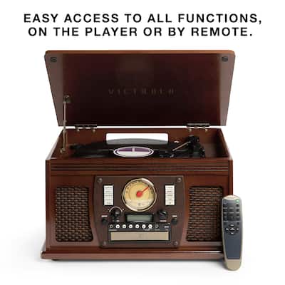 Victrola Navigator 8 in 1 Classic Bluetooth Record Player with Victrola Navigator 8 in 1 Classic Bluetooth Record Player with