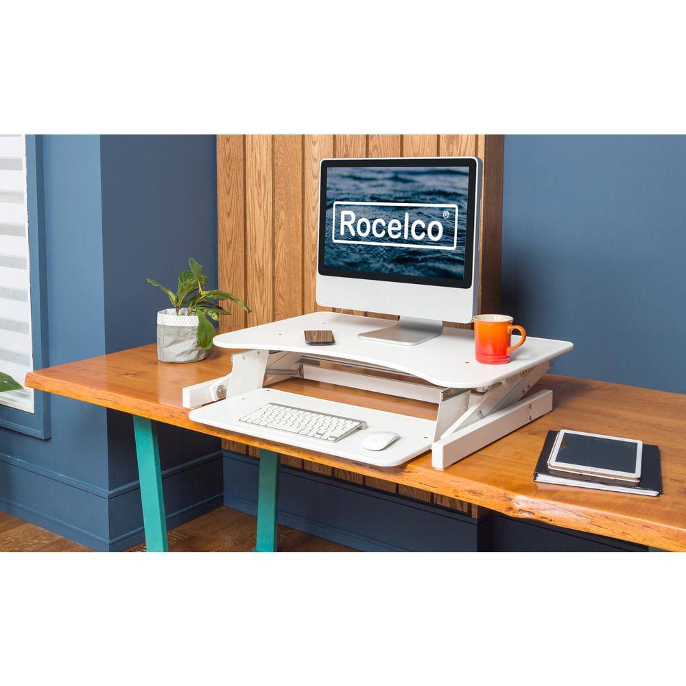 Angle. Rocelco - 32" Height Adjustable Standing Desk - White.