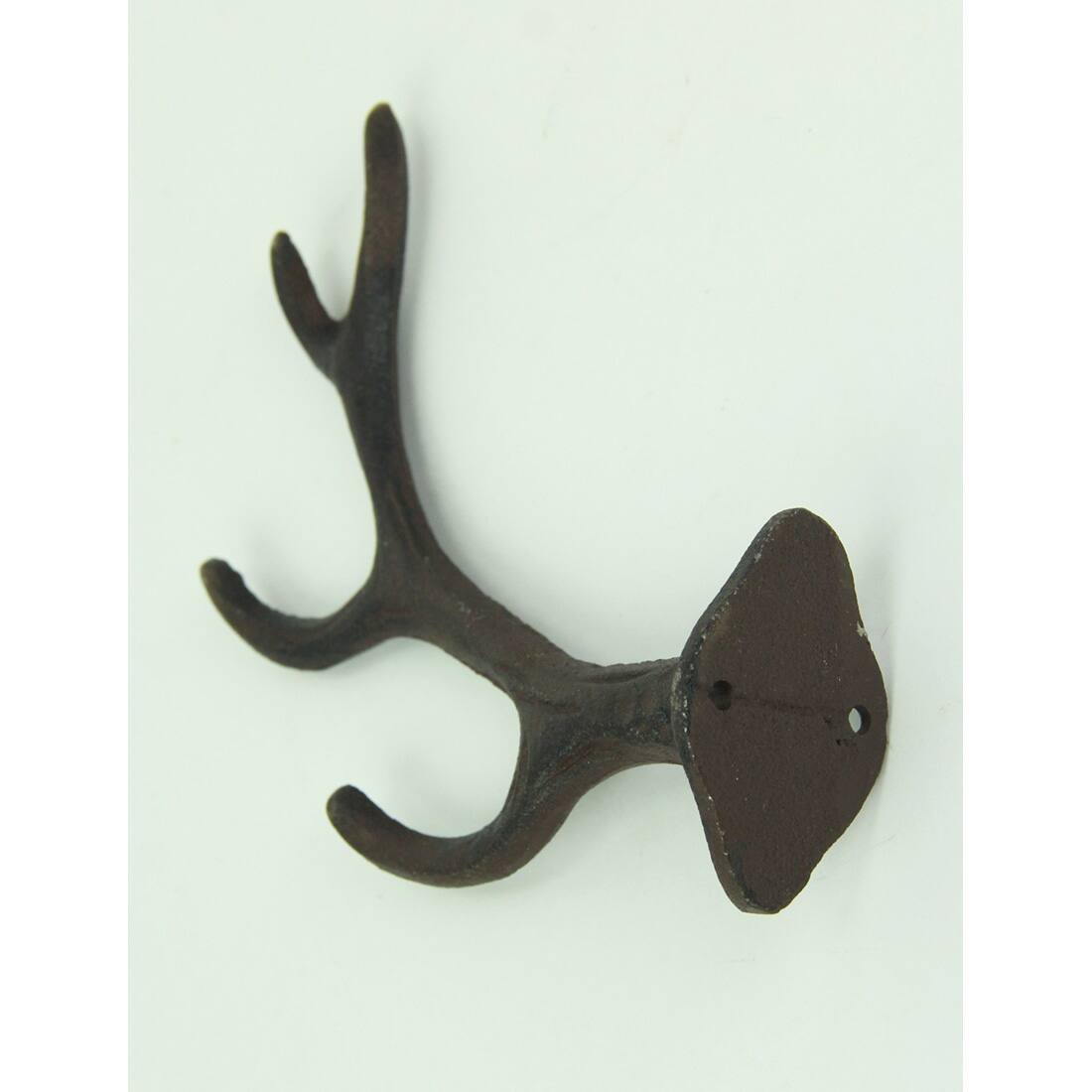 Alt View 1. Zeckos - Rustic Brown Cast Iron Antler Wall Hooks Set of 4 - Brown.