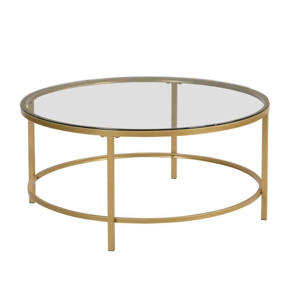 Carolina Chair & Table - Verazano Glass Top 36" Round Coffee Table - Gold