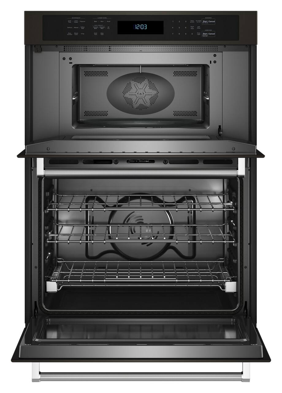 Alt View 12. KitchenAid - 30" Built-In Electric Convection Double Wall Combination with Microwave and Air Fry Mode - Black Stainless Steel.