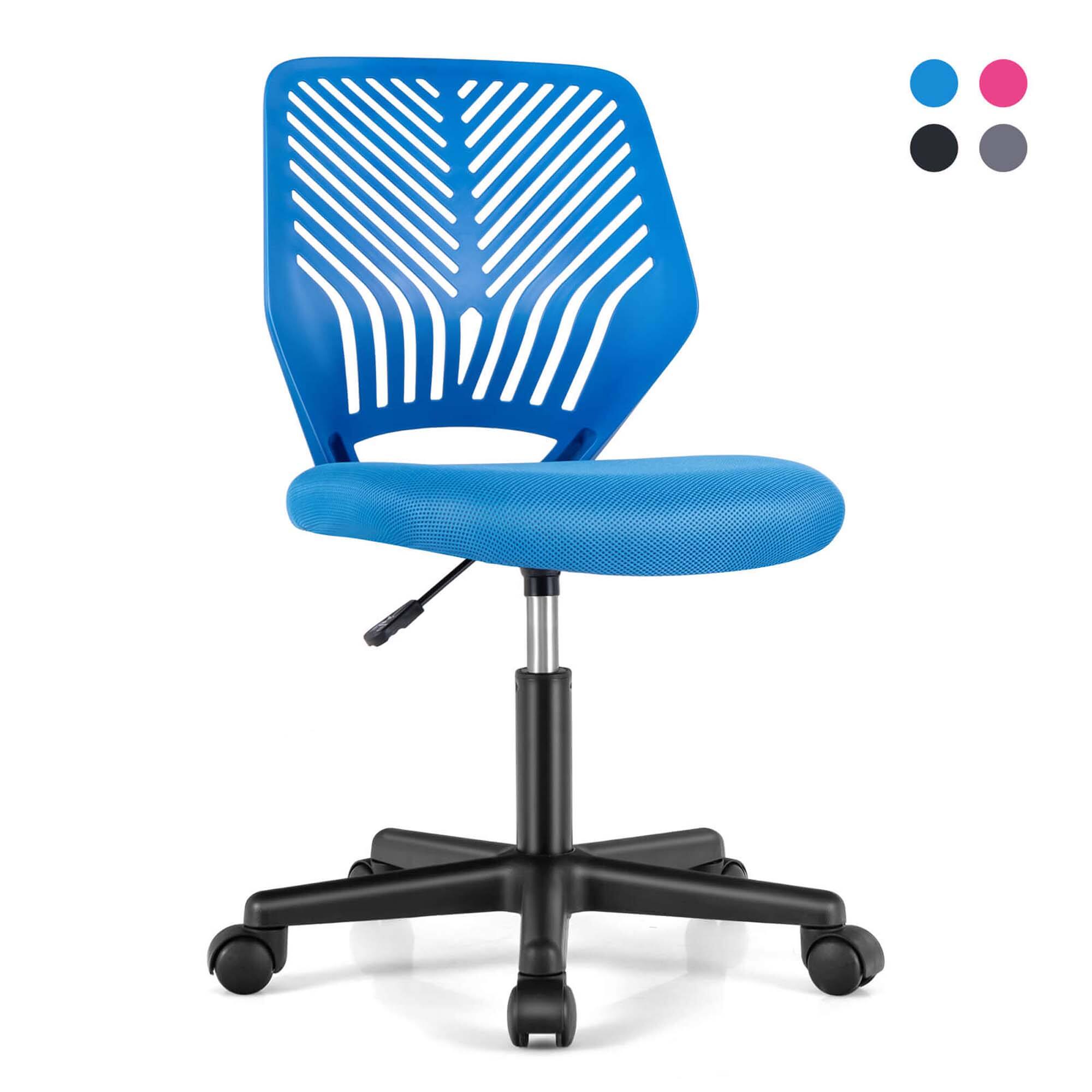 Front. Costway - Costway Height-adjustable Ergonomic Kids Desk Chair with Universal Casters Working Chair - Blue.