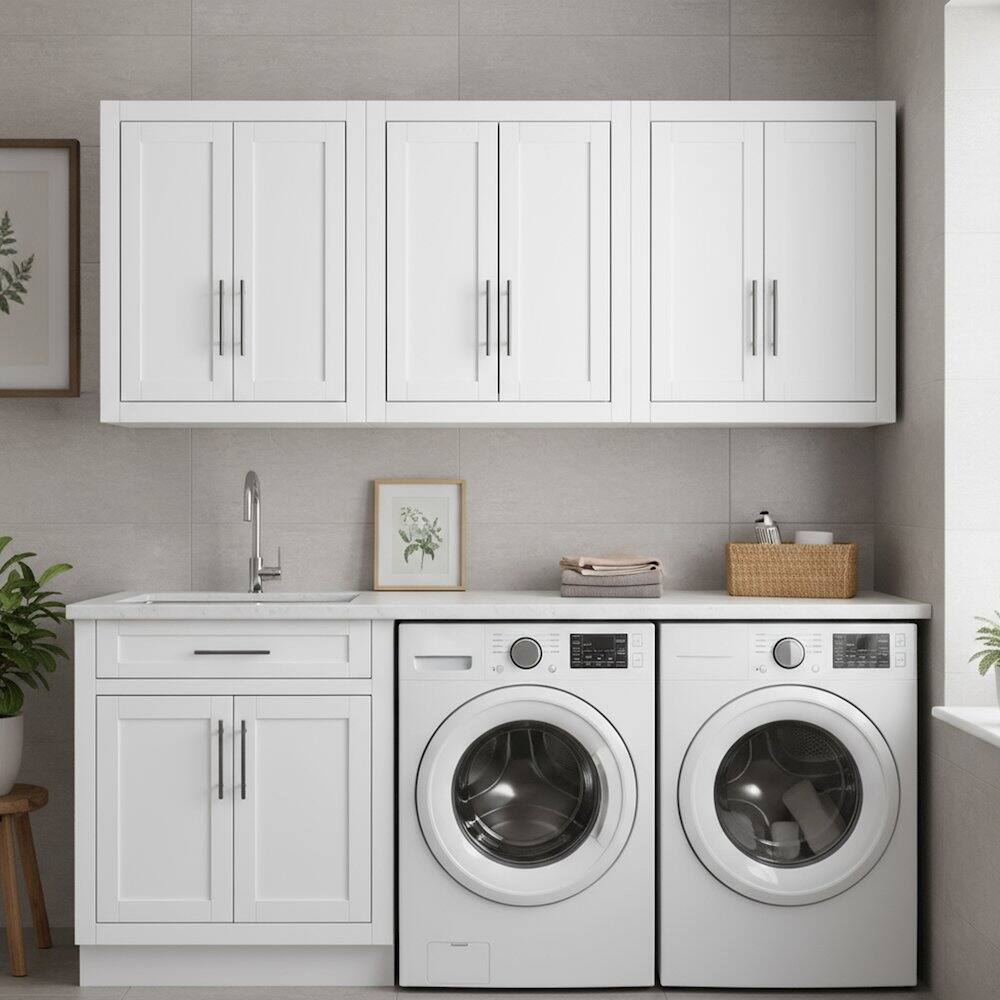 Alt View 6. Crosley Furniture - Savannah 3Pc Wall Storage Cabinet - 3 Wall Cabinets - White.