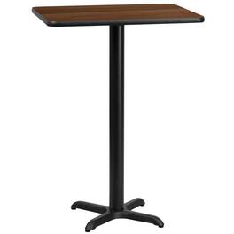 Emma + Oliver - 24"x30" Rectangular Laminate Bar Table with 22"x22" Base - Walnut