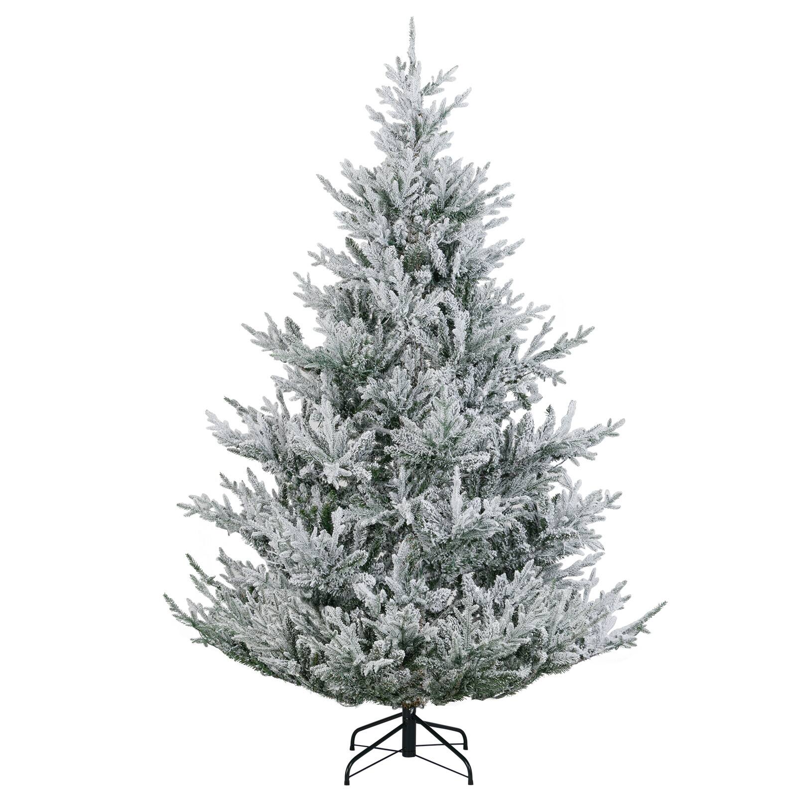 Alt View 9. Costway - Costway 7 FT Artificial Christmas Tree with 1074 Flocked Branch Tips, 450 Warm White LED Lights - White & Green.