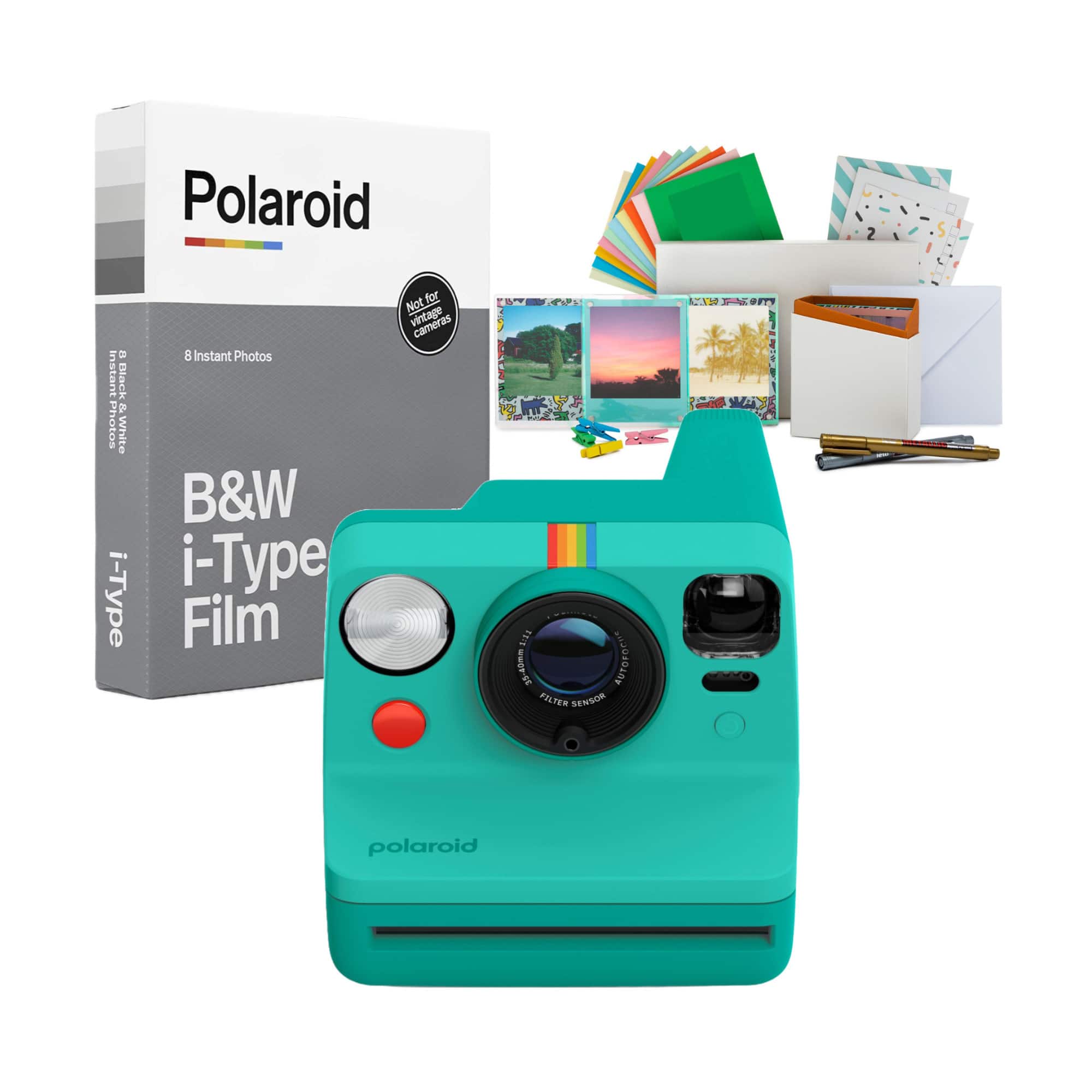 Polaroid - Now Generation 3 Instant Camera (Teal) with BandW Film and Accessories
