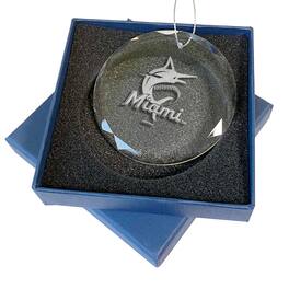The Memory Company - Miami Marlins 3.25'' Laser Engraved Glass Ornament - Multicolor