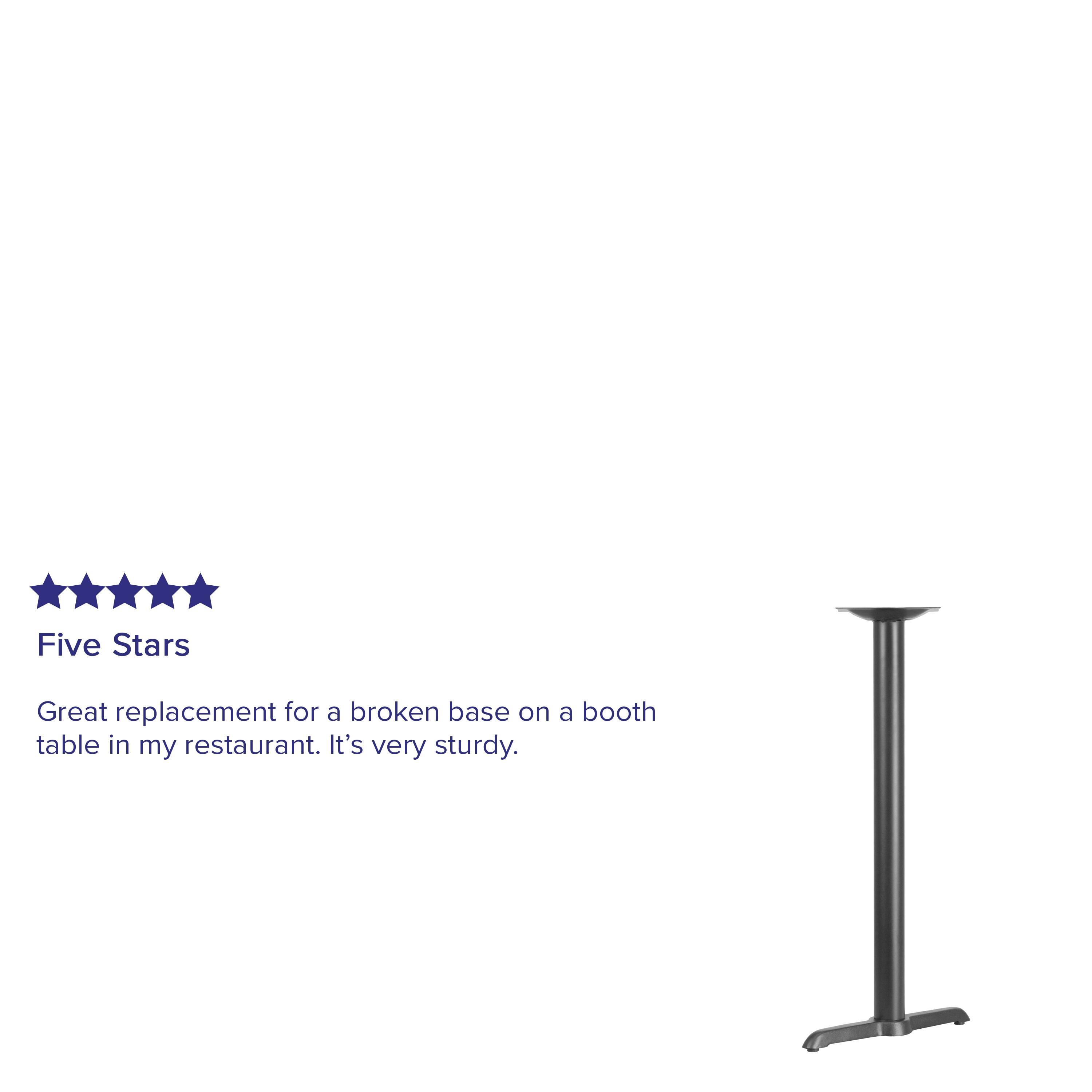 Five Stars

Great replacement for a broken base on a booth table in my restaurant. It's very sturdy.