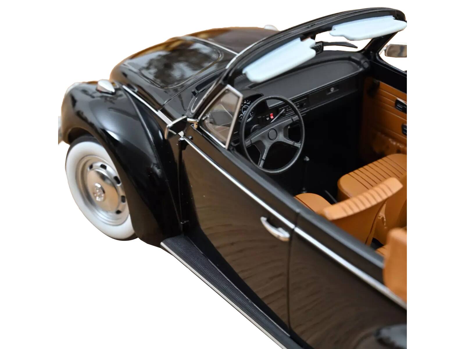 Angle. Norev - 1973 Volkswagen 1303 Cabriolet Black 1/18 Diecast Model Car by Norev - Black.