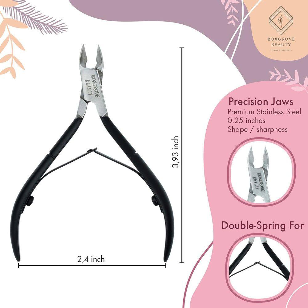 BOXGROVE BEAUTY

Precision Jaws  
Premium Stainless Steel  
0.25 inches  
Shape / sharpness  

Double-Spring For  

3.93 inch  
2.4 inch