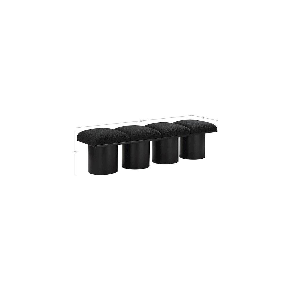 Alt View 1. Meridian Furniture - Pavilion Black Boucle Fabric Bench - Black Boucle Fabric.