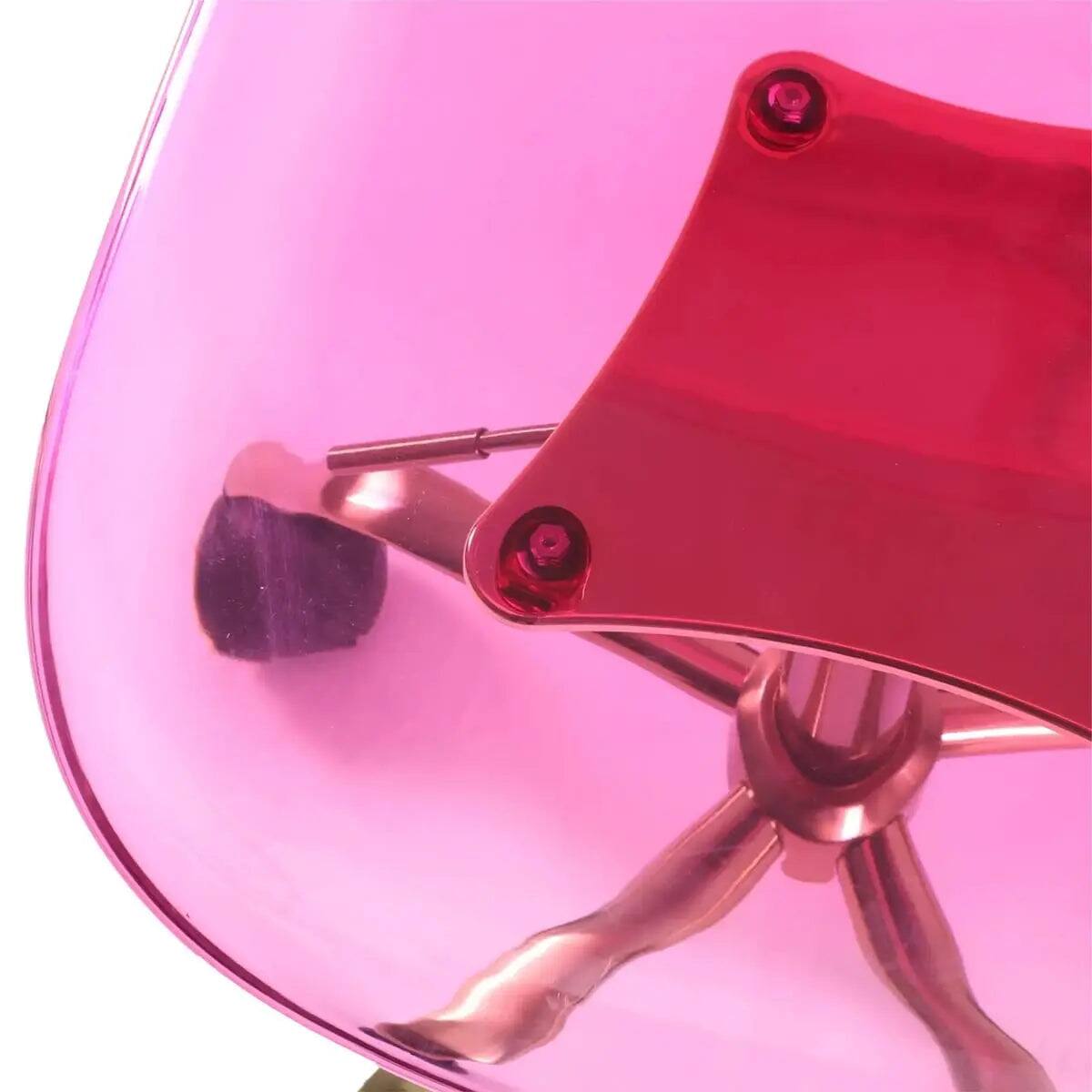 Alt View 4. Mainstays - Vibrant Pink Acrylic Rolling Office Chair with Golden Base, Adjustable Swivel for Modern Home Office Desks - Pink.