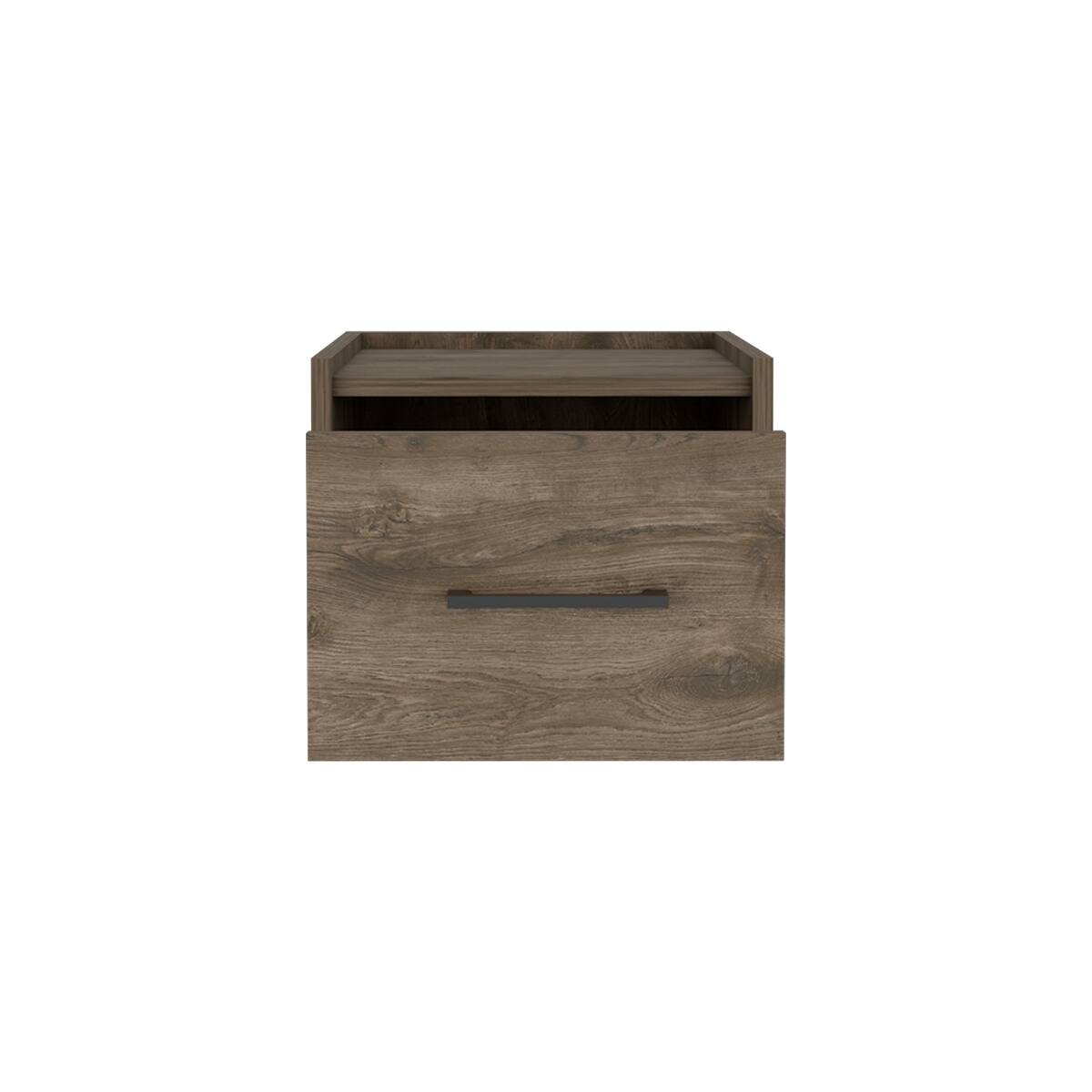 Back. Loheer - Loheer Floating Nightstand with Drawer, Dark Brown Wall-Mounted Engineered Wood Bedside Table - Dark Brown.