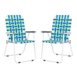 Winado - 2PCS 37in Patio Lawn Chairs Folding, Webbed Folding, Beach, Portable Camping Chairs for In/Outdoor Yard Garden Beach - Blue Stripe