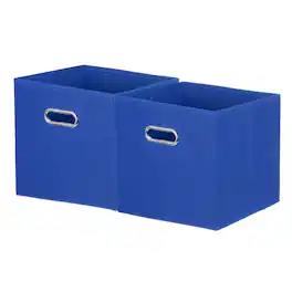 Unique Bargains - 2pcs Storage Cubes, 11x11x11 Inch Fabric Storage Bins with Circular Handle, Foldable Cube Organizer for Home Clothing - Sapphire Blue