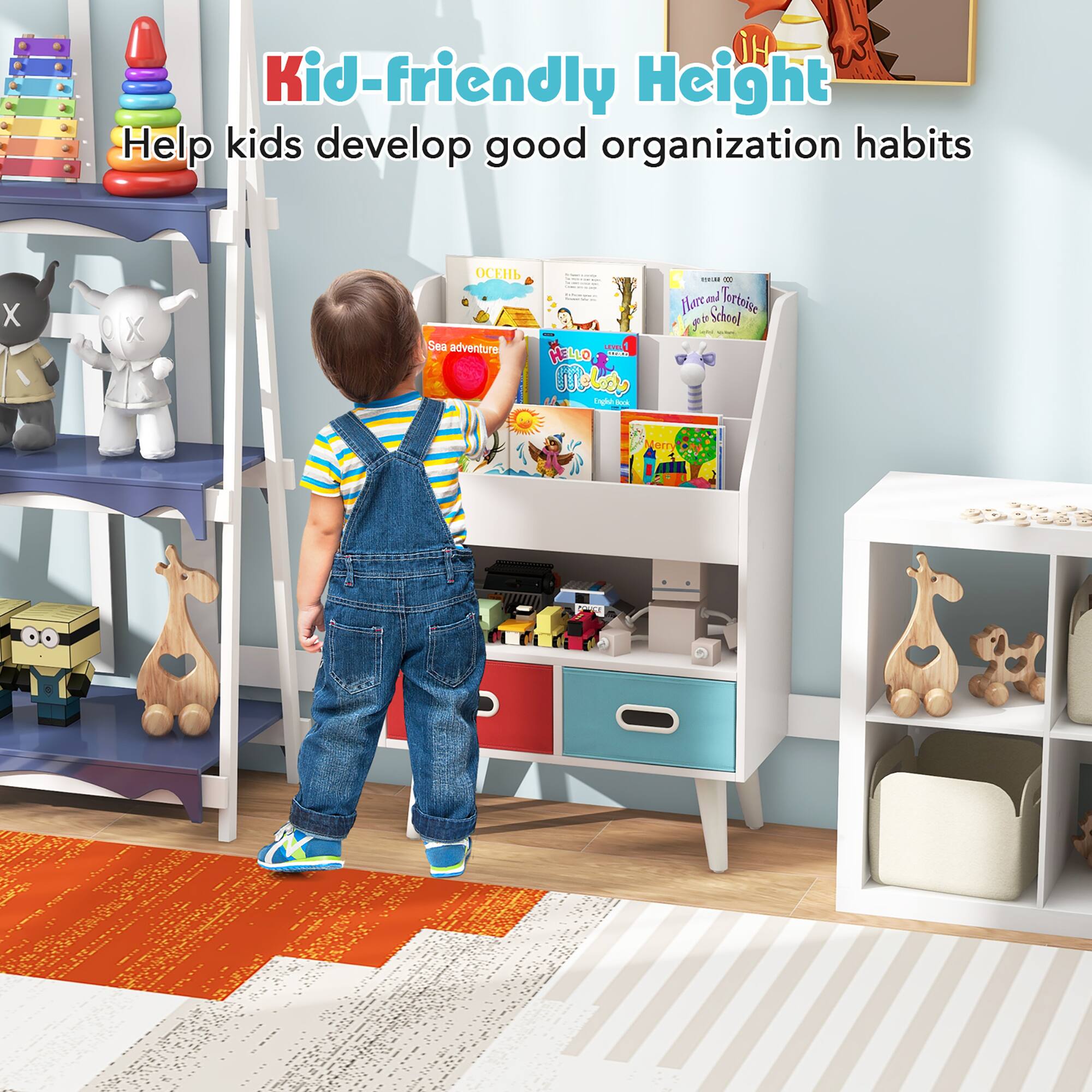 Kid-friendly Height  
Help kids develop good organization habits