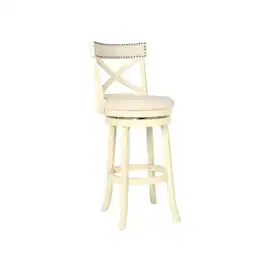 FurniFact - 29-Inch Wood Bar Stool 360 Swivel Fabric Ant - White