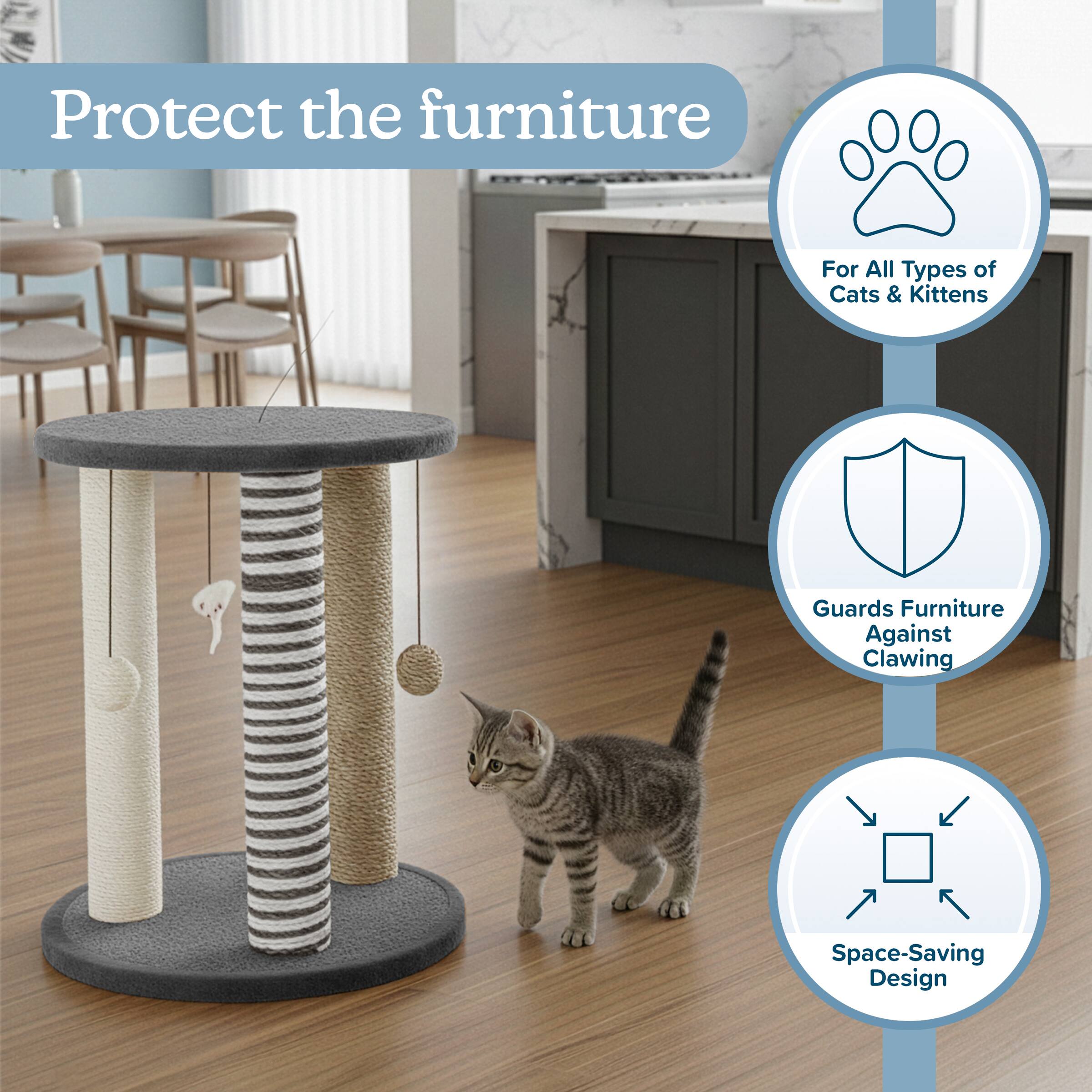 Protect the furniture

- For All Types of Cats & Kittens
- Guards Furniture Against Clawing
- Space-Saving Design