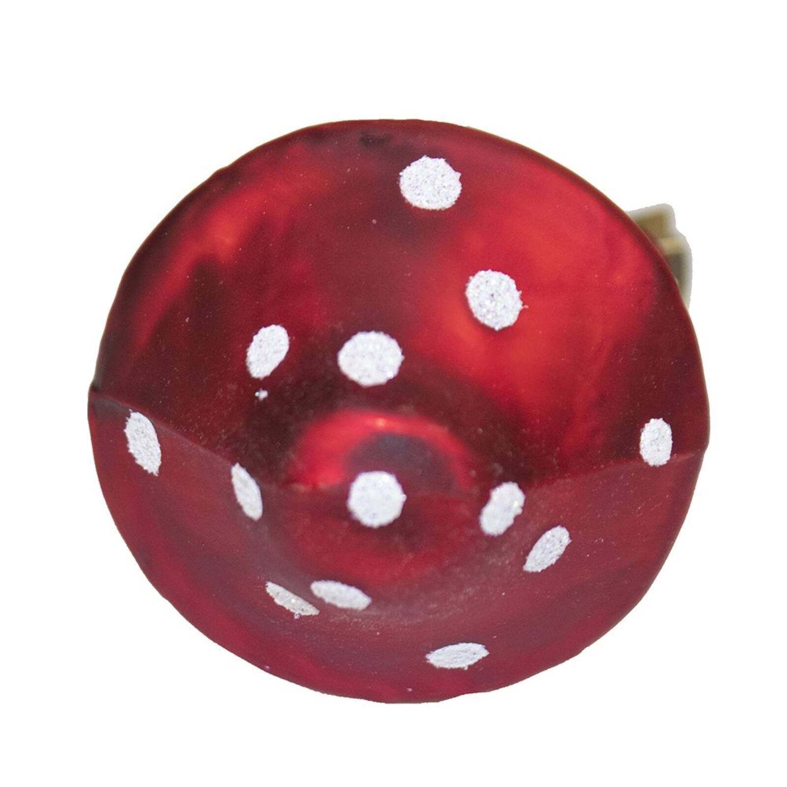 Left. Kurt S Adler - Kurt Adler Red Toadstool Mushroom Clip-On Glass Christmas Tree Ornaments 2-Piece Set 4 inch - Red.