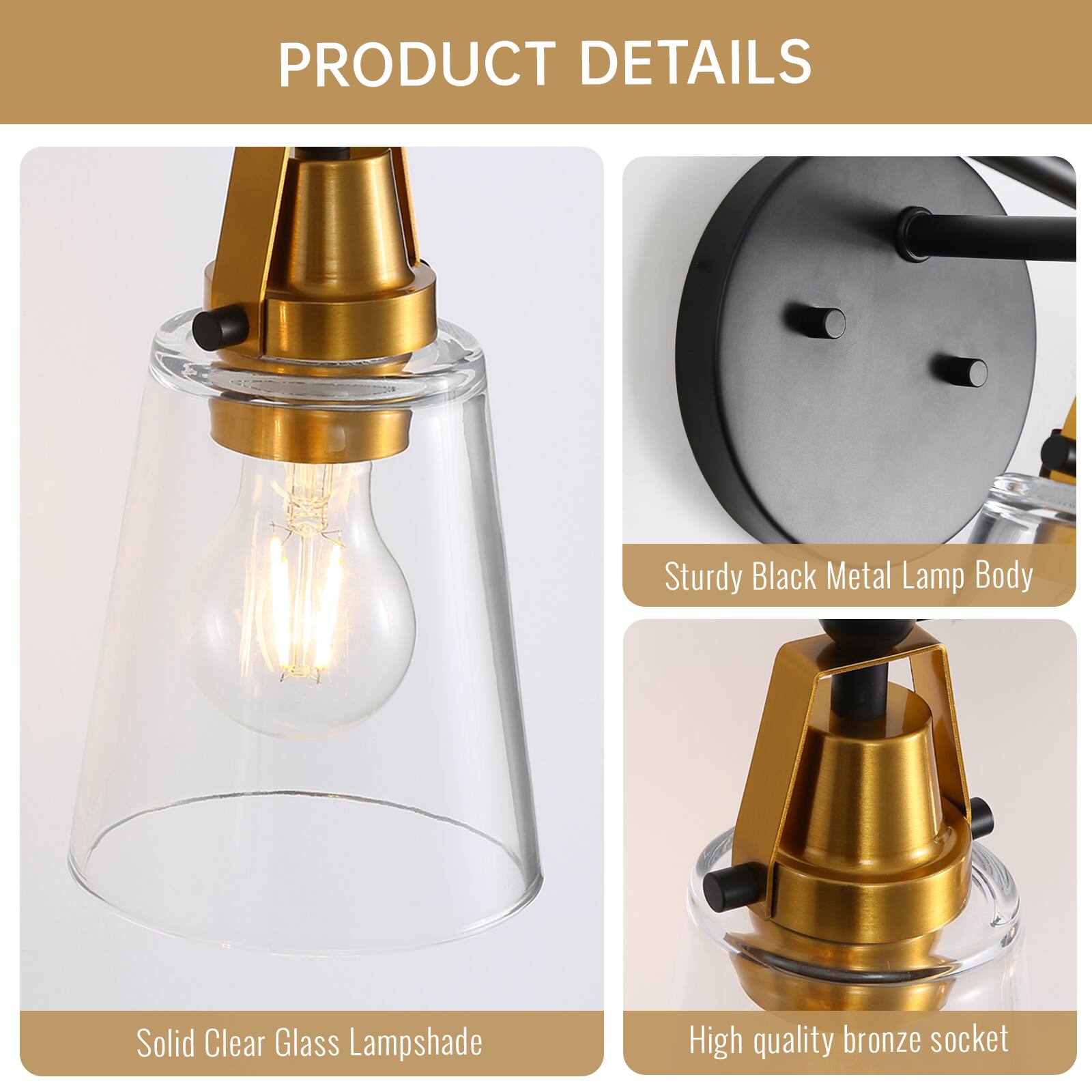 PRODUCT DETAILS

- Solid Clear Glass Lampshade
- Sturdy Black Metal Lamp Body
- High quality bronze socket