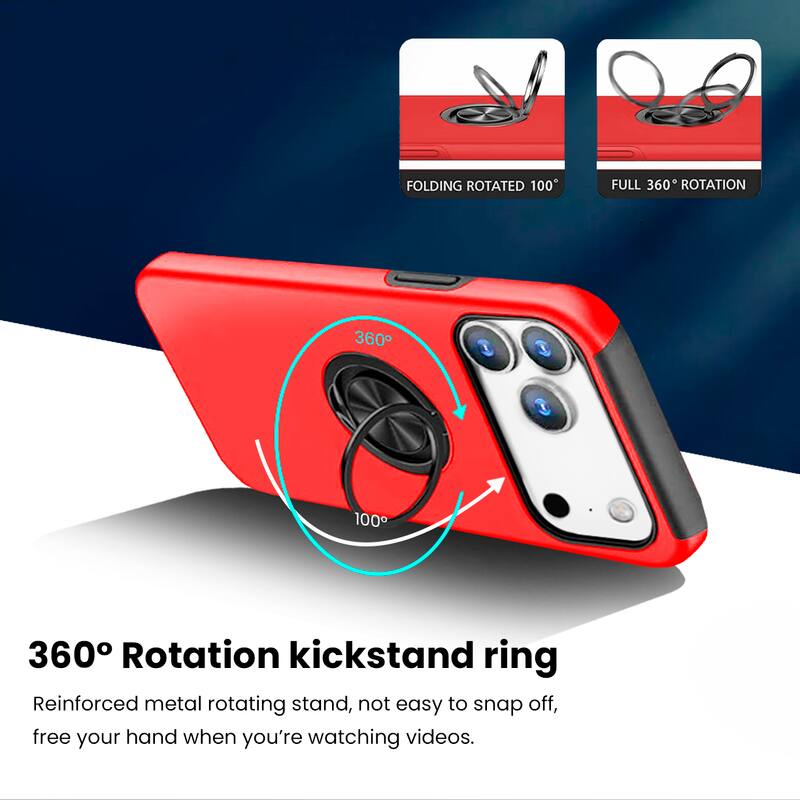 360° Rotation kickstand ring

Reinforced metal rotating stand, not easy to snap off, free your hand when you're watching videos.

FOLDING ROTATED 100°

FULL 360° ROTATION