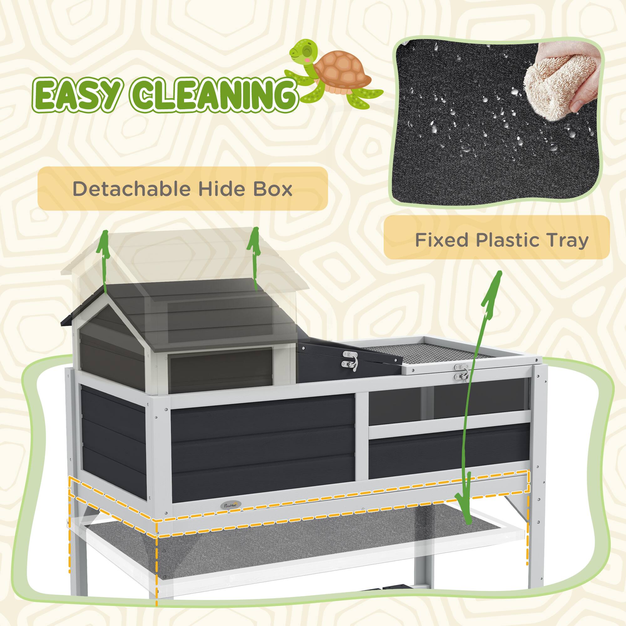 EASY CLEANING

- Detachable Hide Box
- Fixed Plastic Tray