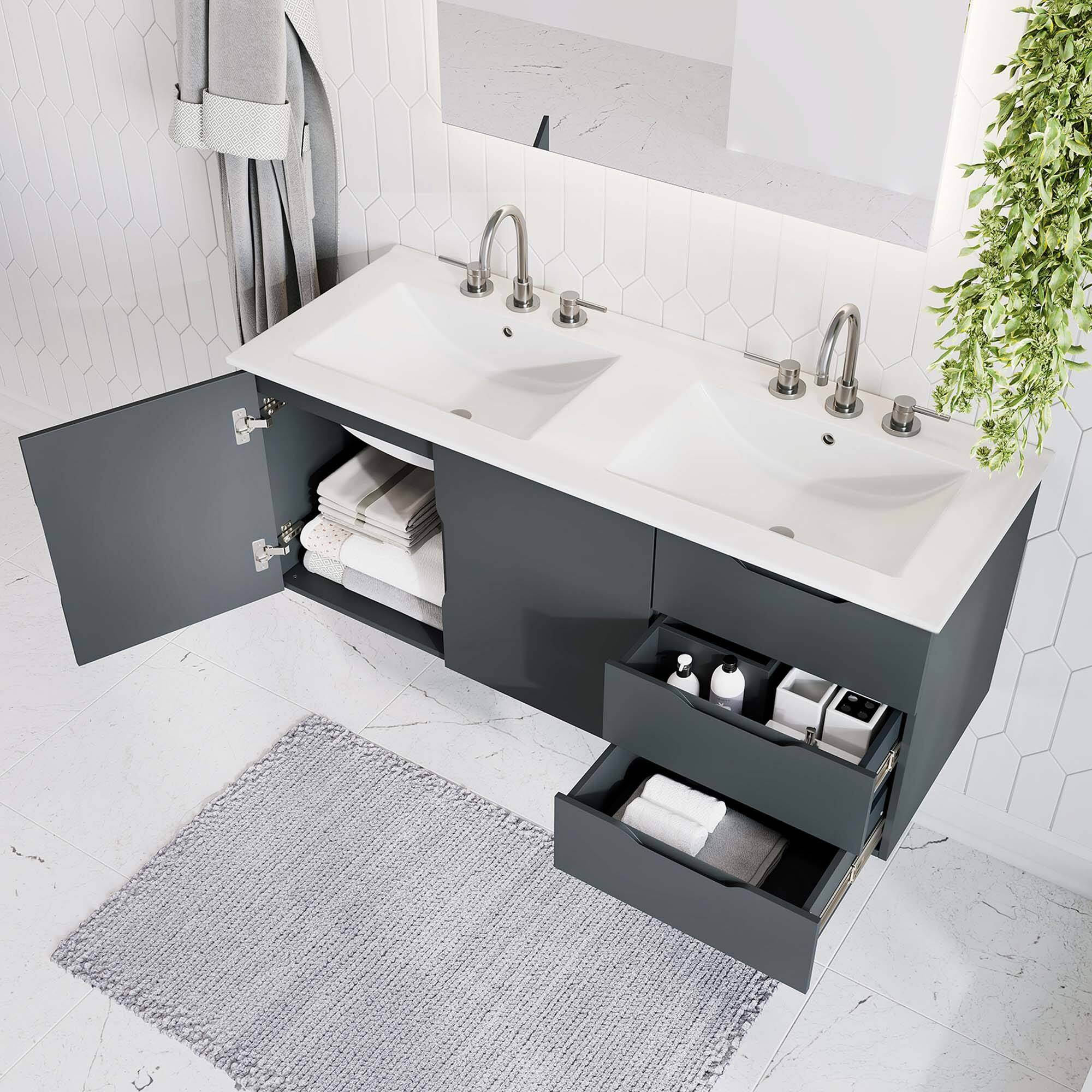 Back. Modway - Vitality Bathroom Vanity Basin Included by Modway - Gray White.
