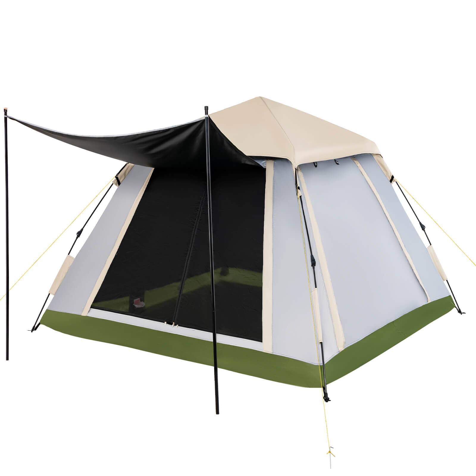 Alt View 18. Costway - Instant Pop-up Tent 2-4 Person Camping Tent w/ Removable Rainfly & Carrying Bag - Beige + Green + Grey.
