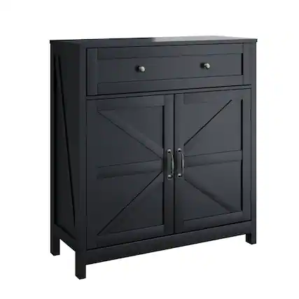 Front. Spaco - Spaco Barn Door Farmhouse Sideboard, Multi-Drawer Adjustable Shelf Storage, Magnetic Closure Kitchen Cabinet,for Kitchen - Black.