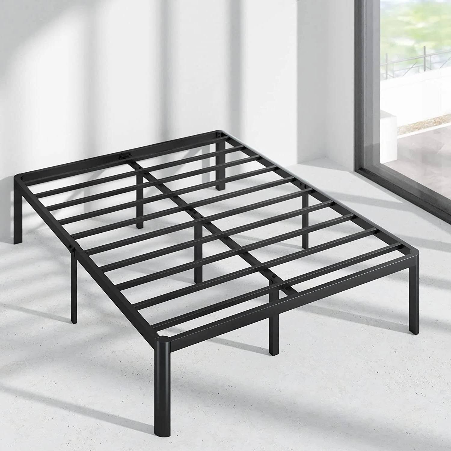 Back. Hivvago - Hivvago King Metal Platform Bed Frame with Rounded Legs 700 lbs Weight Capacity - Black.