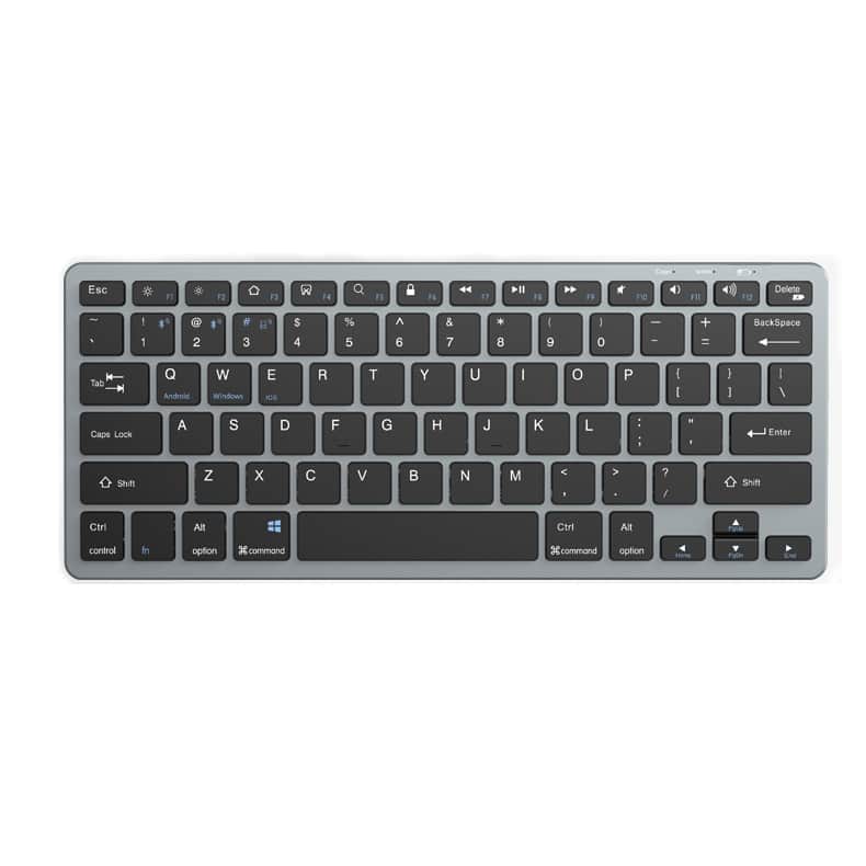 Cluzine - Bluetooth Magic Keyboard Ultra Slim Lightweight Portable Office Compact For iPad MacBook iOS Android - Gray