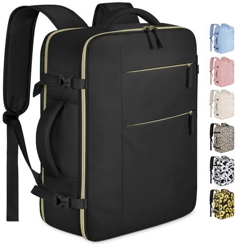 Front. Live At Space - Travel Backpack For Women Men Waterproof Laptop Airlines Approved Carry On Bag Computer Business Work Traveling Fits - Black-17 Inch.