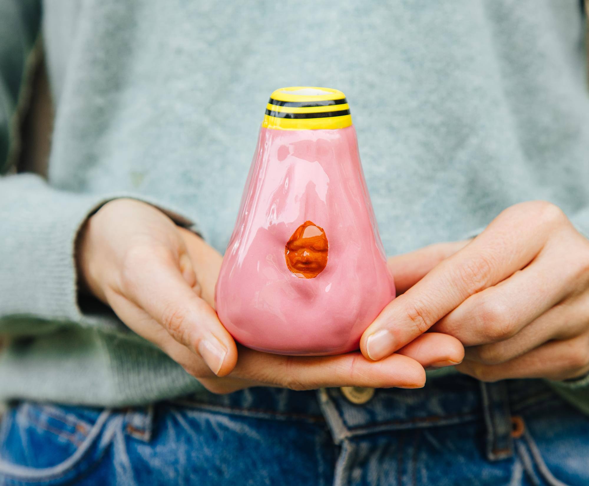 Alt View 3. Silver Buffalo - Killer Klowns From Outer Space Cotton Candy Cocoon Sculpted Ceramic Shot Glass - Pink.